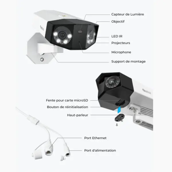 Caméra Surveillance PoE, Double Objectif Vue Panoramique à 180° – Image 2